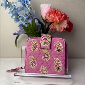 Vera Bradley Mini Zip Around Wallet USED - Bermuda Pink Retired Pattern - Mini